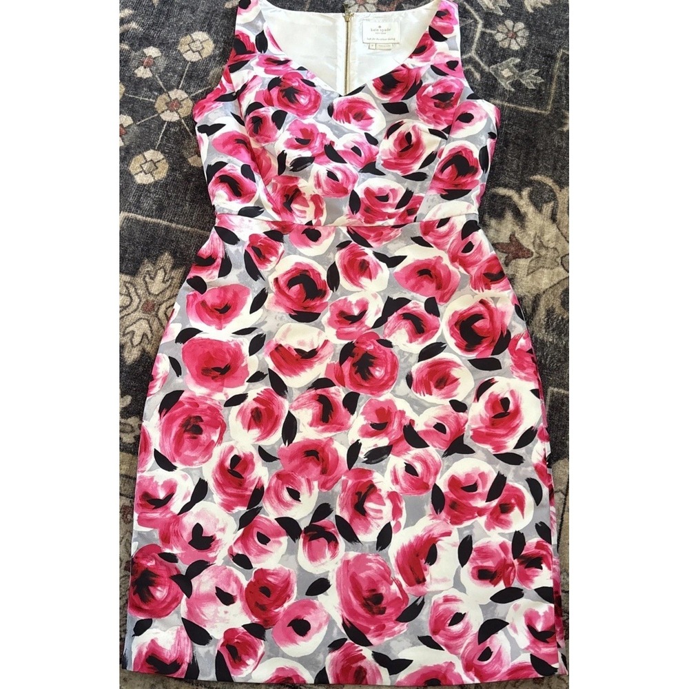 Kate Spade New York SIZE 2 Rosebud Sheath V Neck Sleeveless Dress Formal